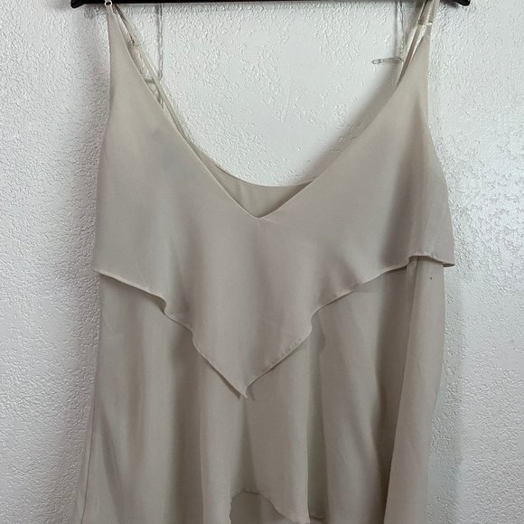 Foreign Exchange Beige flowy shirt sz L - Picture 2 of 7